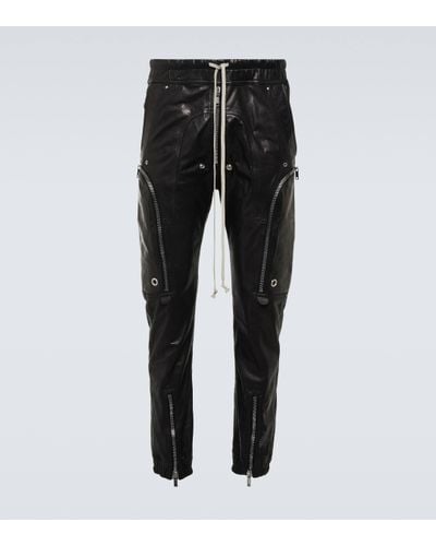 Rick Owens Mid-rise Leather Cargo Trousers - Black
