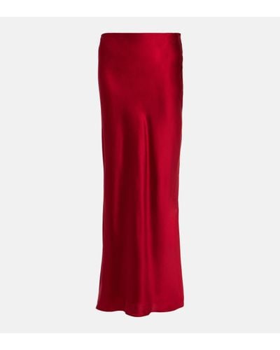 The Sei Silk Satin Maxi Skirt - Red
