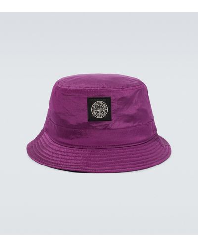 Stone Island Logo Bucket Hat - Purple