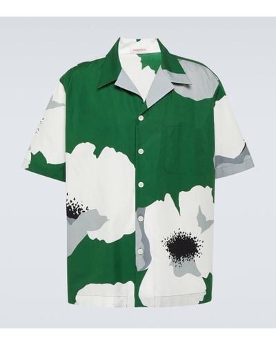 Valentino Floral Cotton Poplin Bowling Shirt - Green