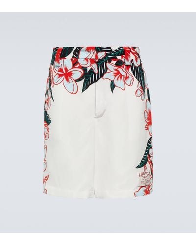 Valentino Floral Silk Tailored Shorts - White