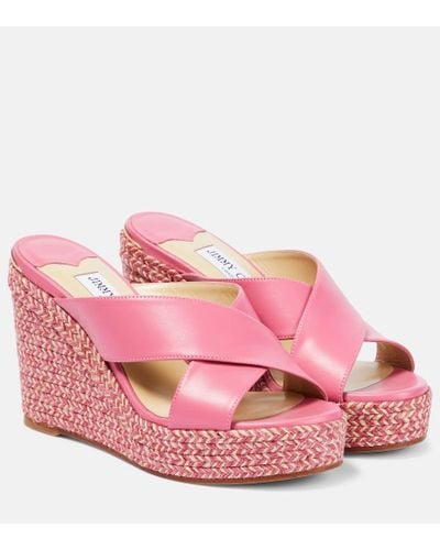 Jimmy Choo Sandali con zeppa Dovina 100 in pelle - Rosa