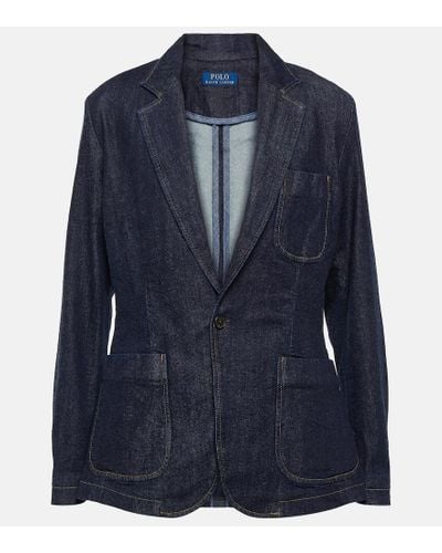 Polo Ralph Lauren Stretch Denim Single-breasted Blazer - Blue