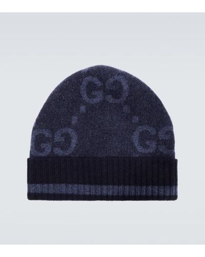 Gucci GG Cashmere Jacquard Hat - Blue