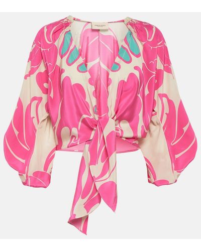 Adriana Degreas Bedruckte Bluse aus Seide - Pink