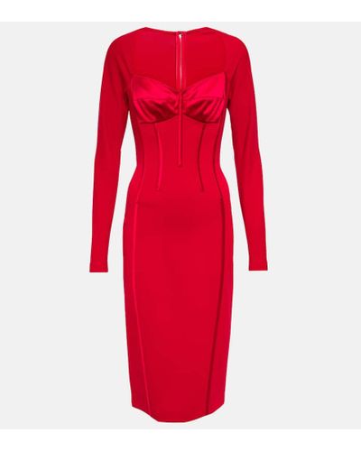 Dolce & Gabbana Abito midi in raso di seta - Rosso