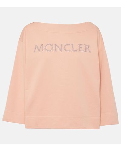 Moncler Logo Cotton Jersey Sweatshirt - Natural