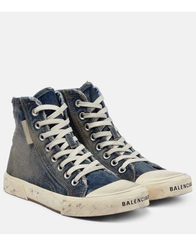 Balenciaga Denim High-top Sneakers - Blue