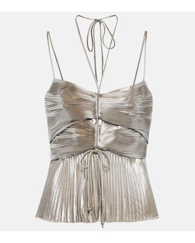 Altuzarra Top Justin de lame con cuello halter - Gris