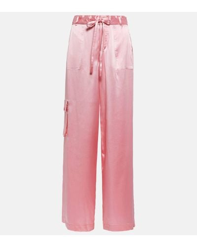 LoveShackFancy Cedric Silk Cargo Trousers - Pink