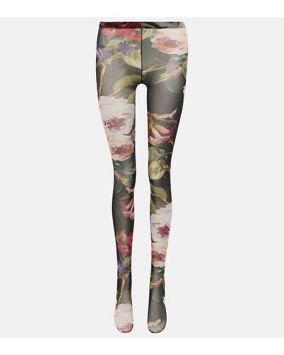 Dolce & Gabbana Floral Tulle Tights - Metallic