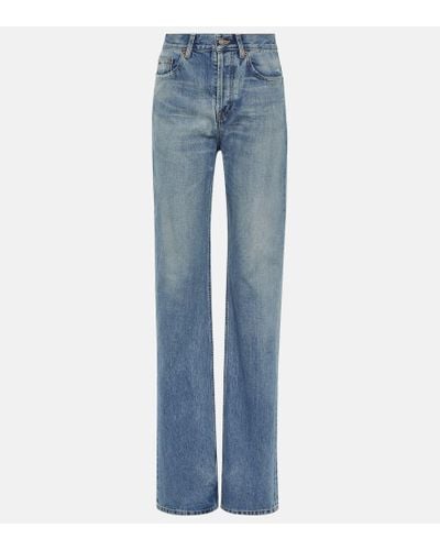 Saint Laurent Jeans rectos de tiro alto - Azul