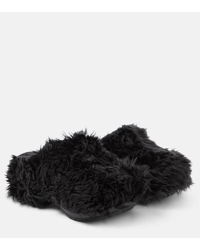 Balenciaga X Crocstm Faux Fur Slides - Black