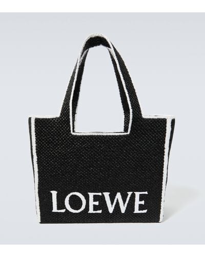 Loewe Cabas Large en raphia a logo - Noir
