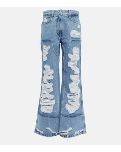 Givenchy Jeans distressed a gamba larga - Blu