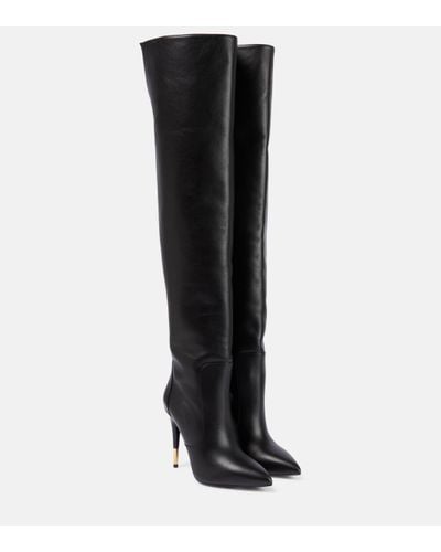 Tom Ford Embellished Leather Over-the-knee Boots - Black
