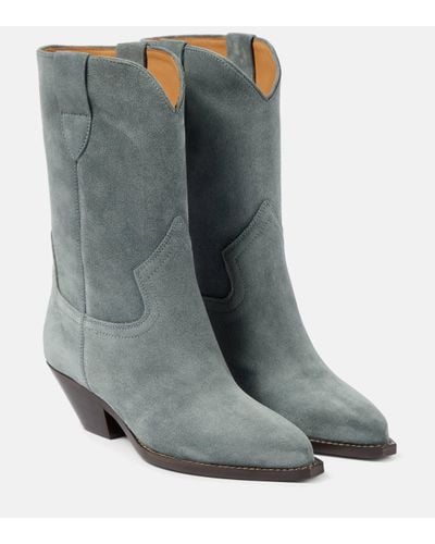 Isabel Marant Dahope Suede Cowboy Boots - Grey