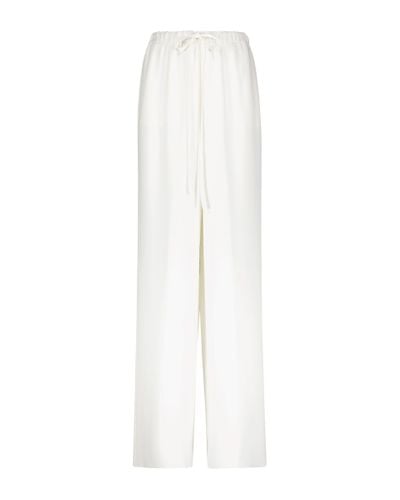 Valentino High-rise Silk Wide-leg Pants - White