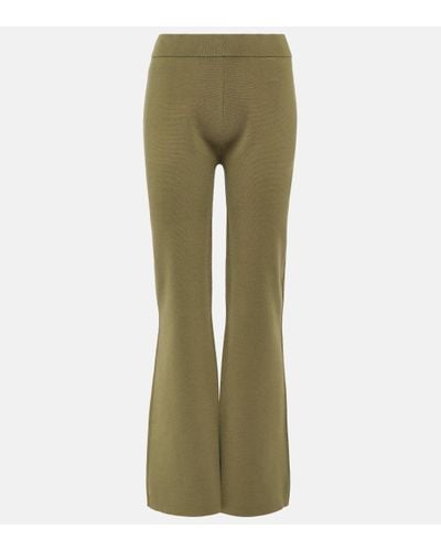 JOSEPH Stretch Silk-blend Flared Trousers - Green