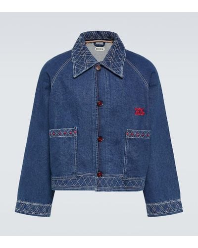Bode Embroidered Denim Jacket - Blue
