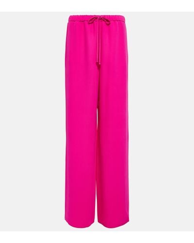 Valentino High-rise Wide-leg Silk Crepe Trousers - Pink