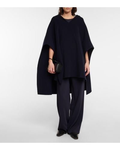 The Row Nusa Wool And Cashmere Poncho - Blue