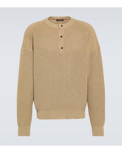 Loro Piana Umi Ribbed-knit Cotton Sweater - Natural