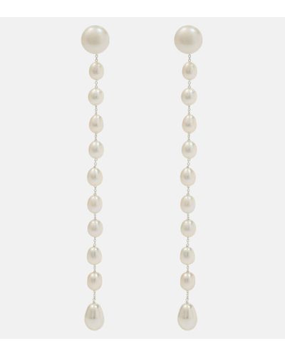 Sophie Buhai Passante Large Sterling Silver Drop Earrings With Freshwater Pearls - White