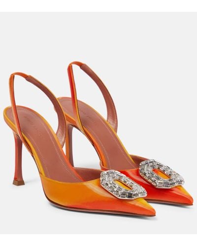 AMINA MUADDI Camelia 90 Pvc Slingback Court Shoes - Orange