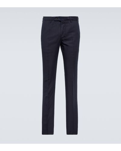 Incotex Pantalon chino en lin et coton - Bleu