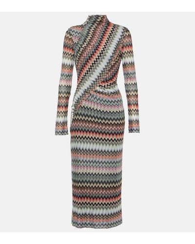 Missoni Vestido midi de algodon en zigzag - Multicolor