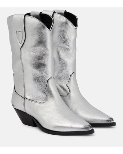 Isabel Marant Westernstiefel Duerto aus Metallic-Leder - Grau