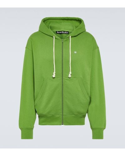 Acne Studios Fiah Face Cotton Jersey Hoodie - Green