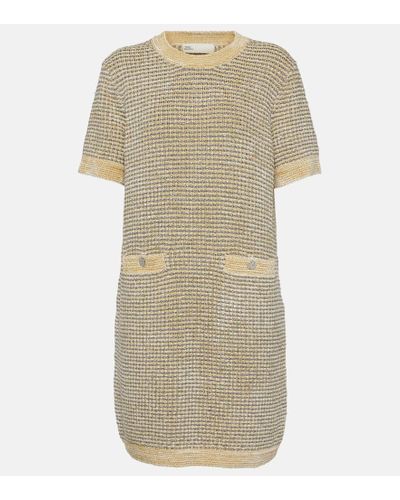 Tory Burch Striped Velvet Minidress - Natural