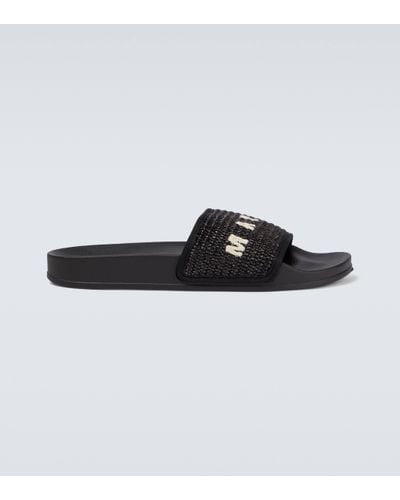 Marni Raffia Logo Sandals - Black