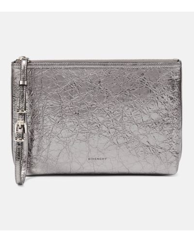 Givenchy Voyou Metallic Leather Pouch - Grey