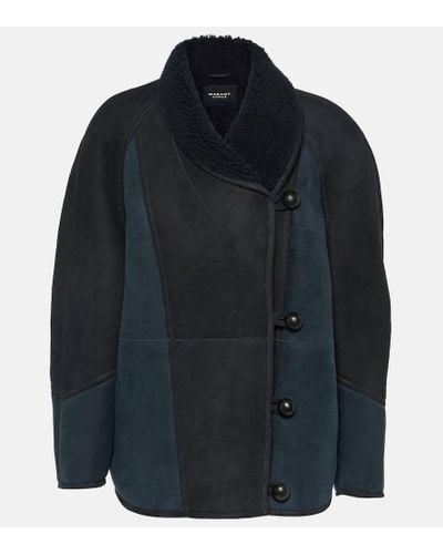 Isabel Marant Giacca Abeni in suede con shearling - Blu