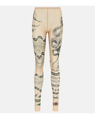 Jean Paul Gaultier X KNWLS leggings de malla estampados - Neutro
