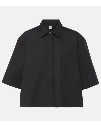 Totême Cropped Cotton Shirt - Black
