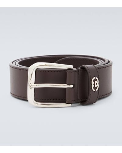 Gucci Interlocking G Leather Belt - Brown