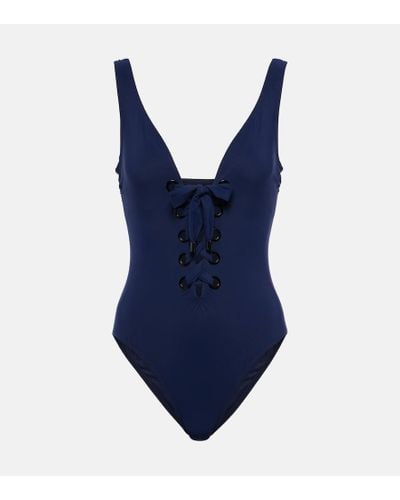 Karla Colletto Lucy Lace-up Swimsuit - Blue