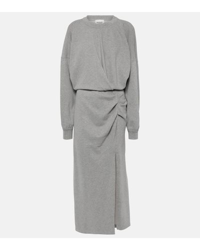 Isabel Marant Salomon Ruched Cotton Jersey Midi Dress - Grey