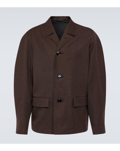 Lemaire Wool And Linen Gabardine Coat - Brown