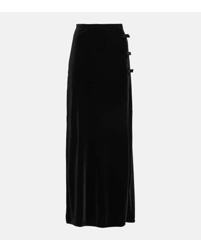 Ganni Falda larga de jersey de terciopelo - Negro