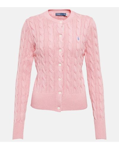 Polo Ralph Lauren Strickjacke mit Label-Stitching Modell 'CARDI' - Pink