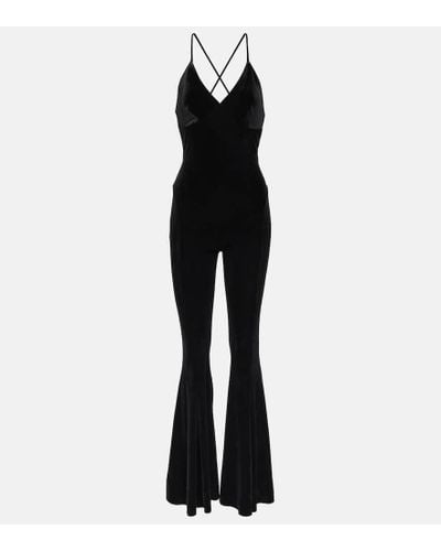 Norma Kamali Velvet Flared Jumpsuit - Black