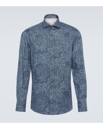 Brunello Cucinelli Denim Jacquard Shirt - Blue