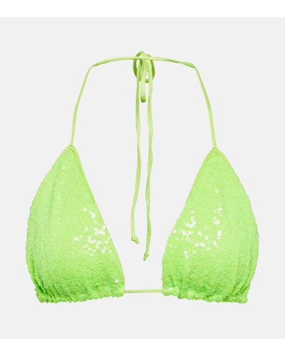 Norma Kamali Sequin-embellished Bikini Bottoms - Green