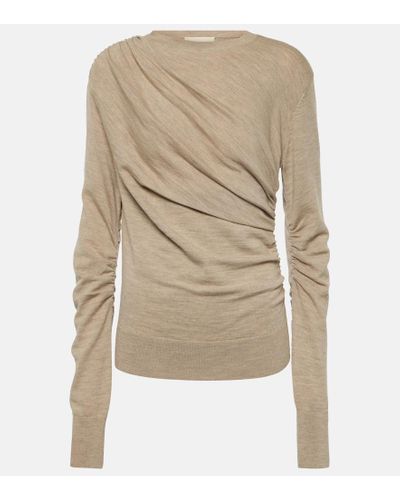 TOVE Eleornore Draped Wool Sweater - Natural