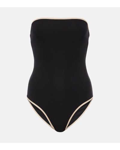 Totême Strapless Jersey Swimsuit - Black